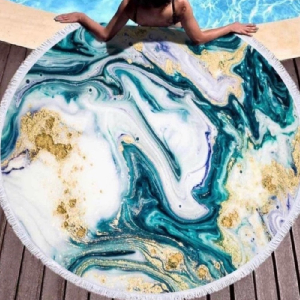 Round Marble Beach Towel